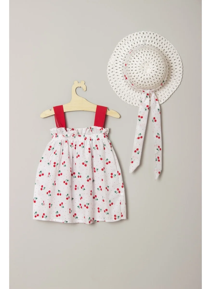 Ada Bebek Çocuk Ada Baby Kids New Season Ribbon and Bow Cherry Dress