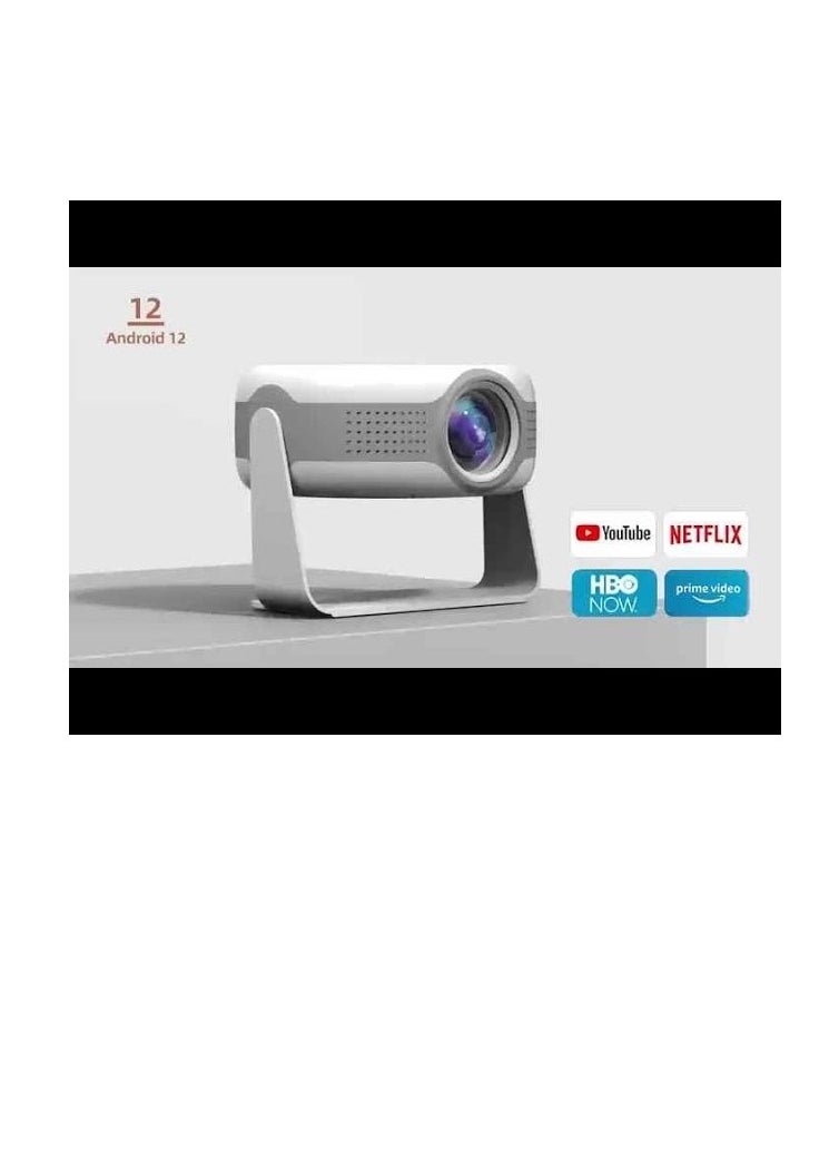 Smartbarry - HT11 Android Smart 4K Projector Portable Auto Keystone WiFi Bluetooth 1180 Degree Flip Portable Projector Home Theatre Compatible with TV Stick/HDMI/USB/PS5/iOS/PS4. - Image 1