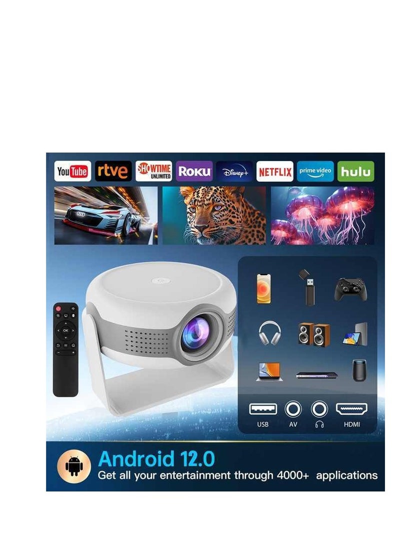 Smartbarry - HT11 Android Smart 4K Projector Portable Auto Keystone WiFi Bluetooth 1180 Degree Flip Portable Projector Home Theatre Compatible with TV Stick/HDMI/USB/PS5/iOS/PS4. - Image 1