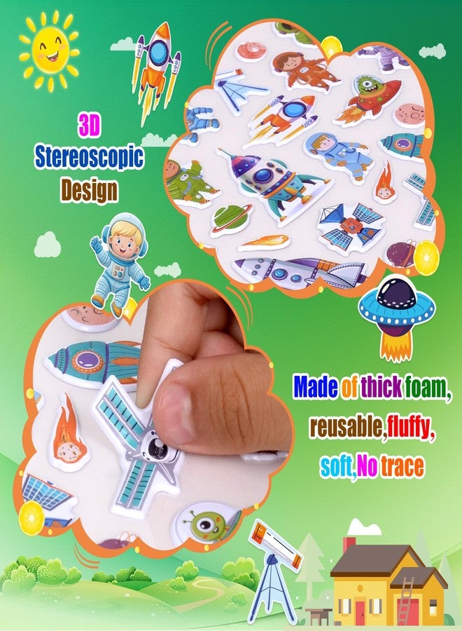 Cosomia 6 Pack Reusable Puffy Sticker Books, 250Pcs Kids Activity Stickers Ages 3+, Travel Sticker Book Dinosaur/Space/Traffic/Robot/Harbor/Construction for Boys Girls - Image 3