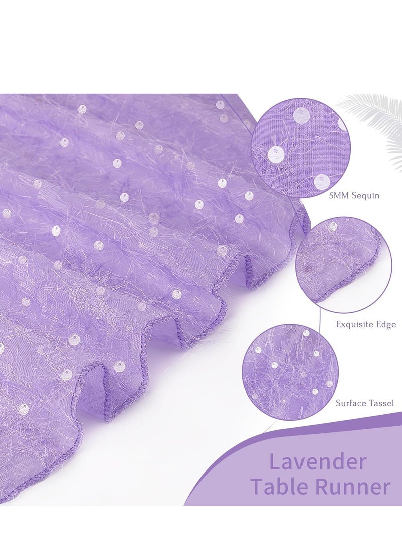 Tulle Sequin Decorative Tablecloth, Wedding, Festival, Birthday, Dinner, Graduation Decoration, Indoor And Outdoor Party Supplies For Home, Restaurant, Hotel, Cafe (28x275cm, Purple) - Image 3
