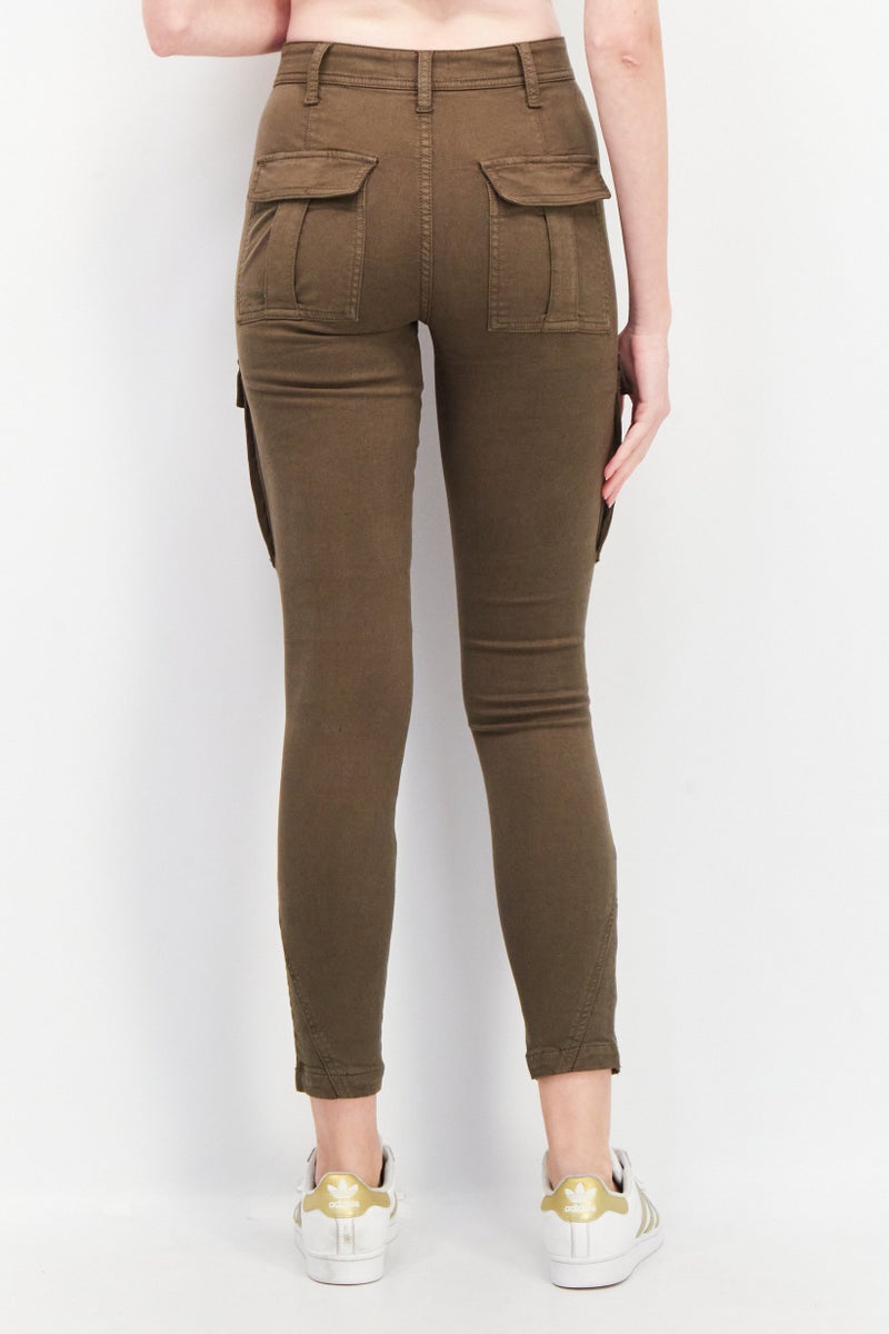 joie Women Skinny Fit Plain Cargo Pants, Khaki - Image 2