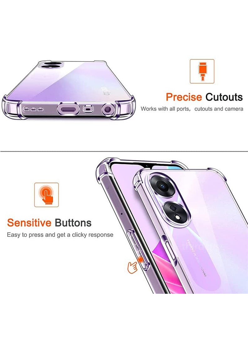 Theodor Oppo A18 Clear Case, Shock-Absorption TPU Cell Phone Cover with Reinforced Corners, Soft Flexible & Crystal Clear Protective Bumper Case - Image 3