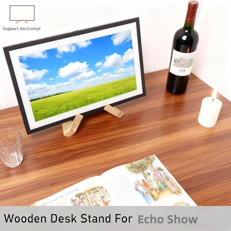 Alloery Tablet Computer Stand Compatible with Echo Show 15,Echo Show 21 and Suitable for Cookbook,Stand Holder Display (Light brown) - Image 2