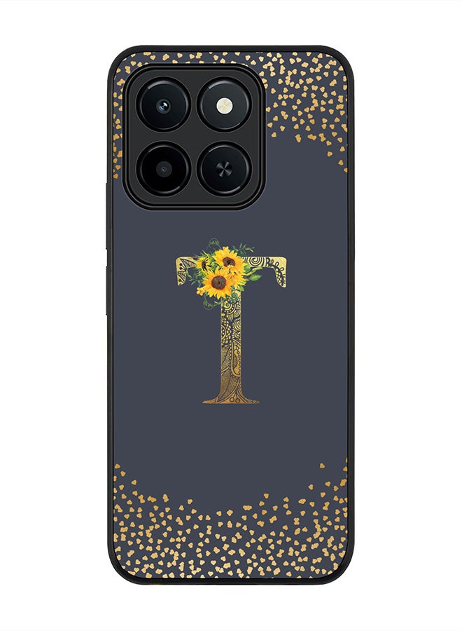 Stylizedd For Honor X6c Case,Slim fit Camera Protection, Shockproof Thin Phone cover  - Custom Floral Monogram - T  (Grey )