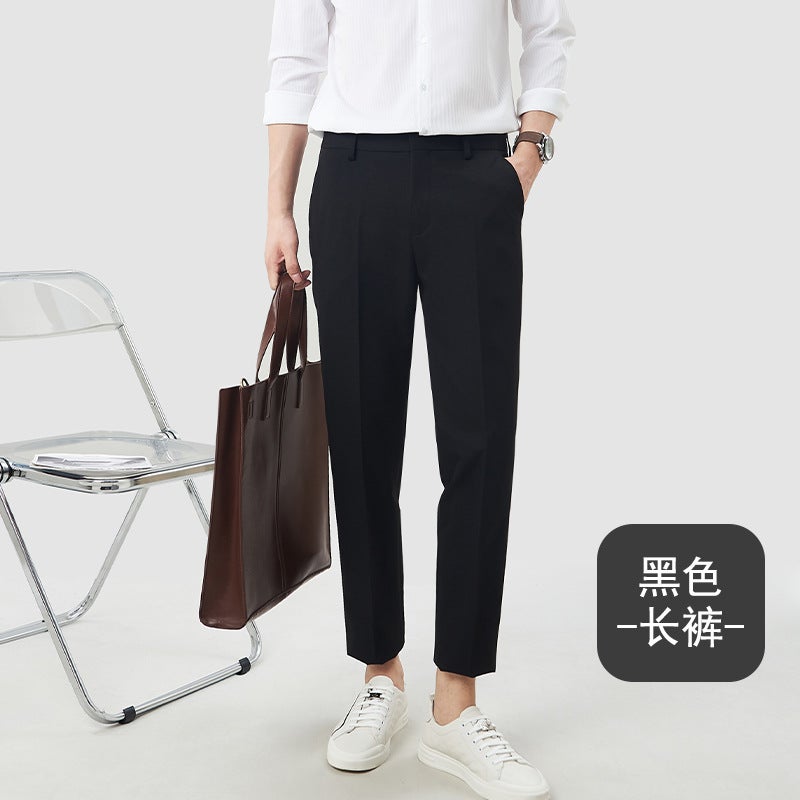 Suit Pants Men'S High-Grade Slim Fit Professional Work Formal Wear Men'S Cropped Black Draping Casual Suit Pants - Image 1