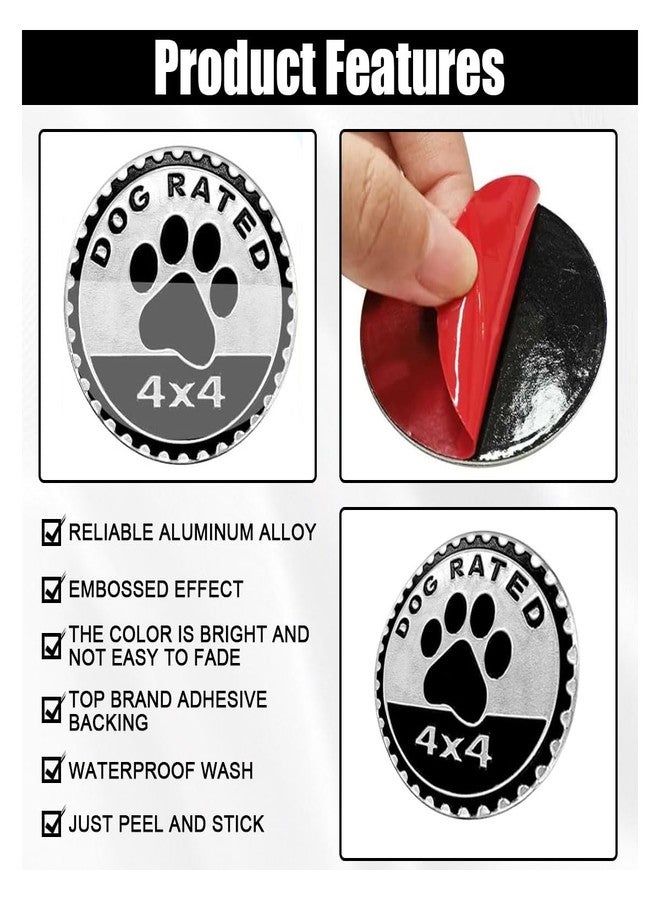 GLSOWEE Car Badge Emblem, 4×4 Metal Car Exterior Badge Emblem, 3D Metal Auto Round Emblem Decals Car Badge Decal Stickers Compatible with Jeep Wrangler Vehicles SUVs Trucks (Dog Rated) - Image 3
