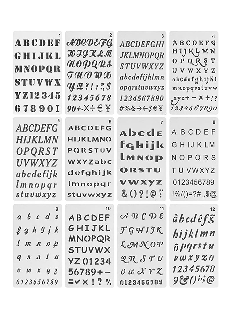 SYOSI - Letter Stencils 12 Pack 4 X 7 Inch Alphabet Stencils Lettering Alphabet Stencil Stencils Stencils Letters and Numbers Bullet Stencils Calligraphy Suitable for Most Pen - Image 1