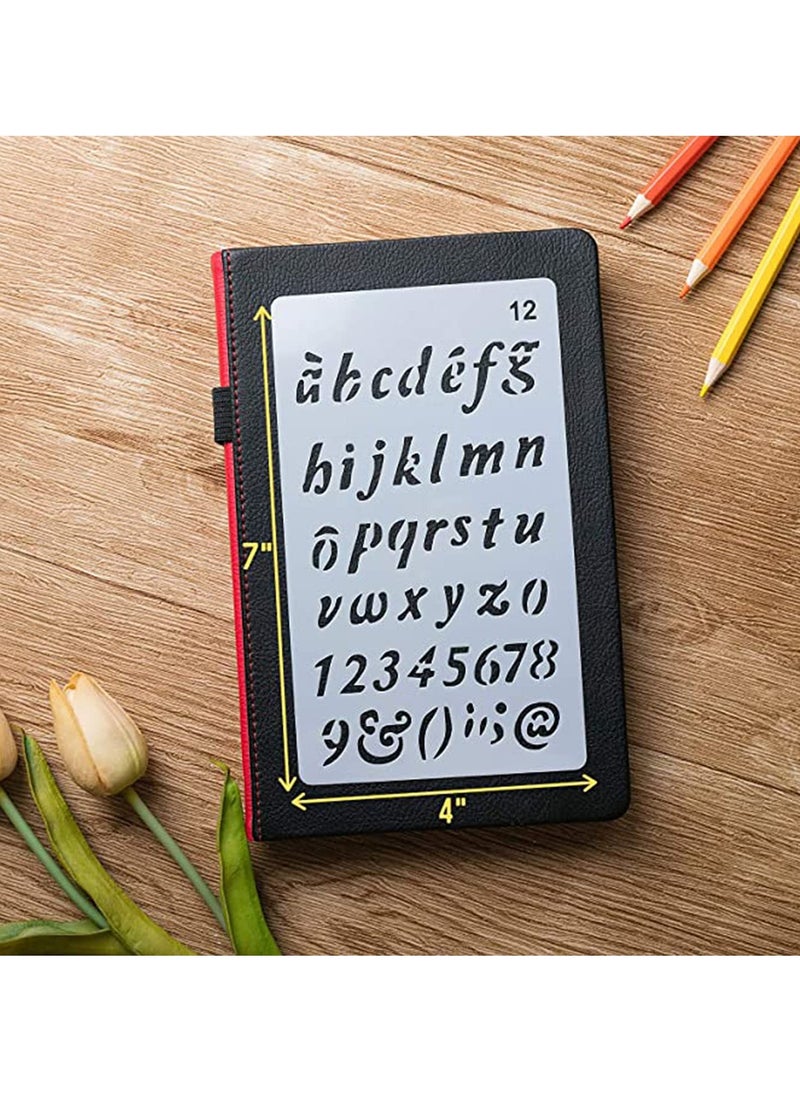 SYOSI - Letter Stencils 12 Pack 4 X 7 Inch Alphabet Stencils Lettering Alphabet Stencil Stencils Stencils Letters and Numbers Bullet Stencils Calligraphy Suitable for Most Pen - Image 1