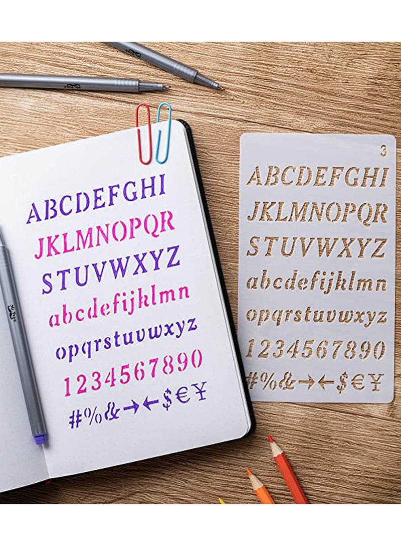 SYOSI - Letter Stencils 12 Pack 4 X 7 Inch Alphabet Stencils Lettering Alphabet Stencil Stencils Stencils Letters and Numbers Bullet Stencils Calligraphy Suitable for Most Pen - Image 1