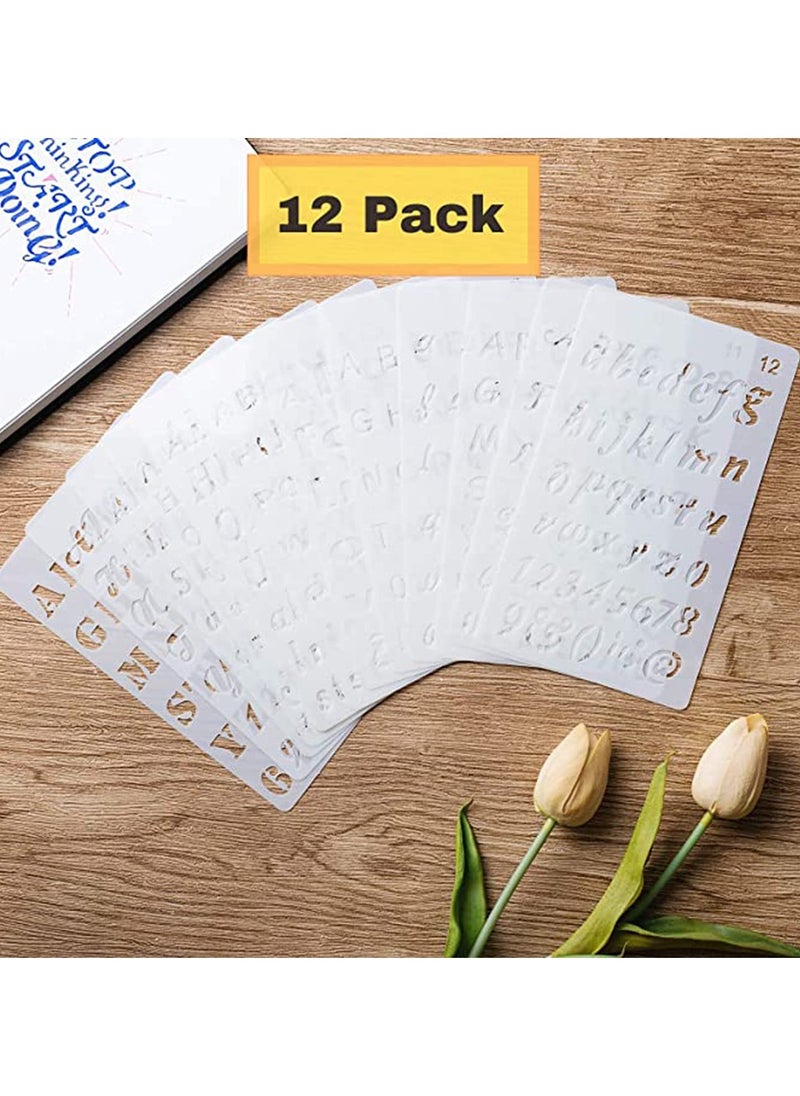 SYOSI - Letter Stencils 12 Pack 4 X 7 Inch Alphabet Stencils Lettering Alphabet Stencil Stencils Stencils Letters and Numbers Bullet Stencils Calligraphy Suitable for Most Pen - Image 1