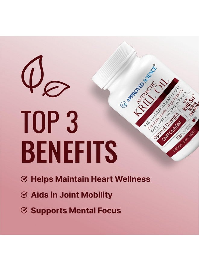 Approved Science Krill Oil - 2000mg Antarctic Krill Oil, 650mcg Astaxanthin - 260mg EPA, 160mg DHA - 180 Softgels - Image 3