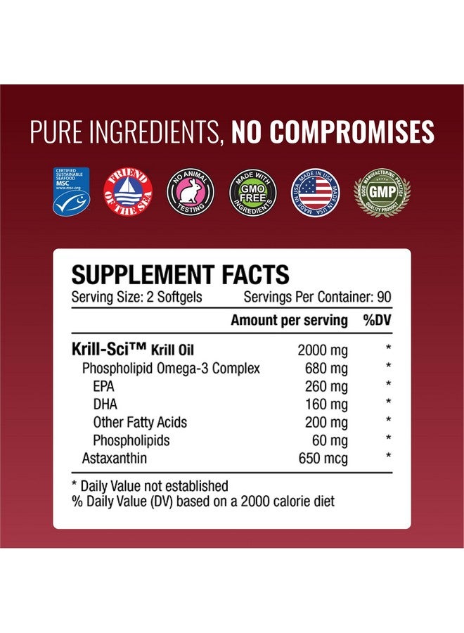 Approved Science Krill Oil - 2000mg Antarctic Krill Oil, 650mcg Astaxanthin - 260mg EPA, 160mg DHA - 180 Softgels - Image 4