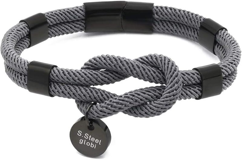 Excefore Paracord Braided Rope Bracelet For Men Women, Lightweight Nautical Unisex Cuff Bracelet, Sturdy Surfer Bracelets, With Stainless Steel Magnetic Clasp, Bracelet for Men and Women - Image 1