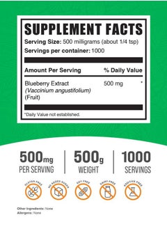 BULKSUPPLEMENTS.COM .com Blueberry Extract Powder - Blueberry Extract Supplement, Wild Blueberry Extract - Vegan & Gluten Free, 500mg per Serving, 500g (1.1 lbs) (Pack of 1)  - Image 2