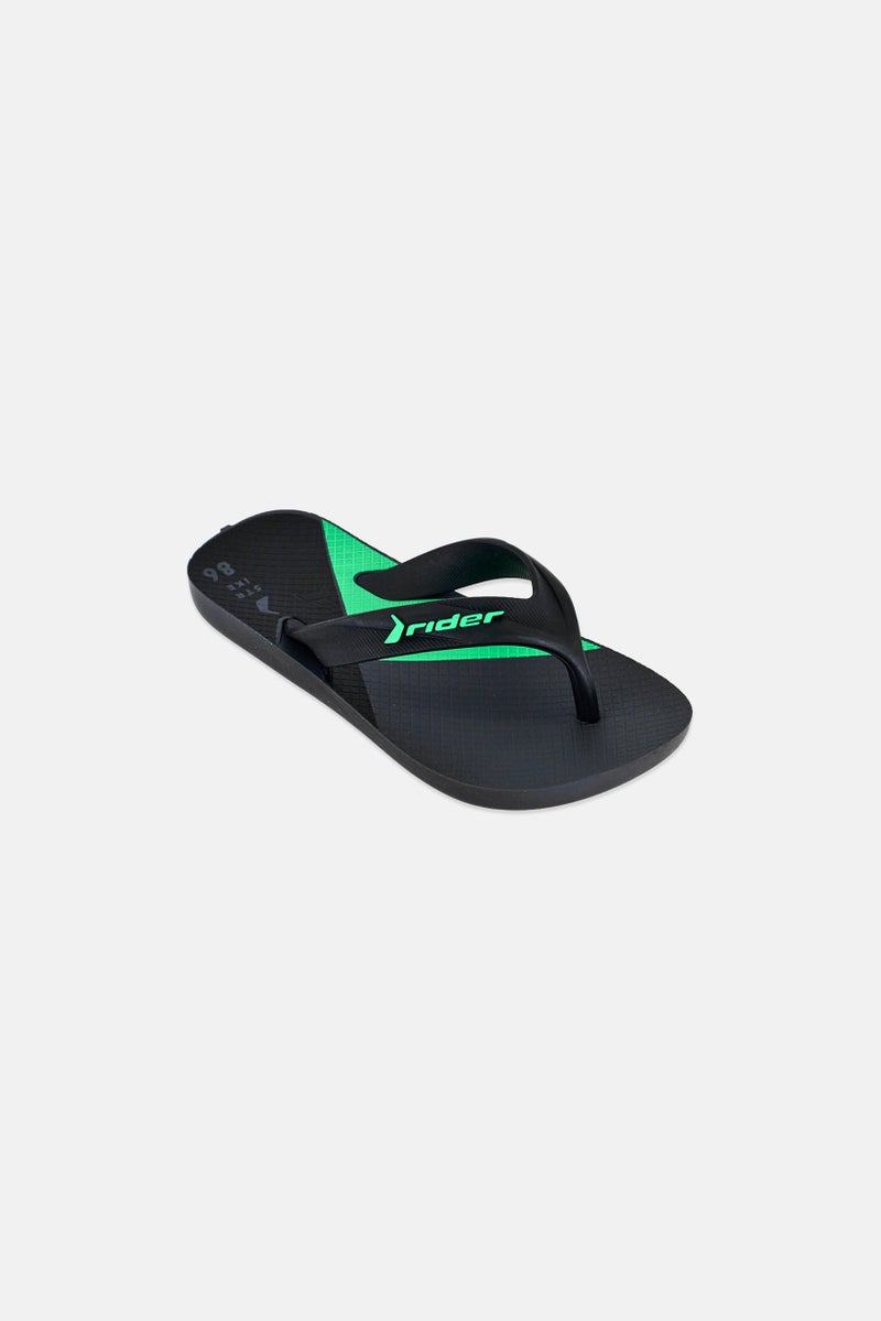 RIDER Kids Boy Strike Graphics Slip On Slippers, Black - Image 1