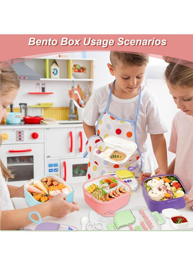 Generic - Lunch Box, Bento Box with Dividers, Salad Lunch Container with Portable Cutlery Set and Leak-proof Sauce Container (Pink) - Image 1