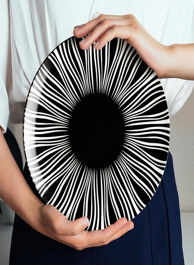 AYFDISHS Black and White Striped Ceramic Plates Set of 6-10 Inch Zebra Pattern Dinner Plates Set, Minimalist Porcelain Dish Set, Microwave, Oven & Dishwasher Safe - Image 5