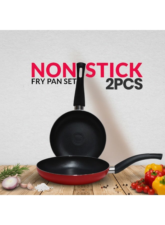 Bright Home Non-Stick Aluminum Fry Pan Set – 2 Pieces (20 & 24 cm) – Safe for Cooking – Even Heat Distribution – Practical & Easy to Clean - Image 1