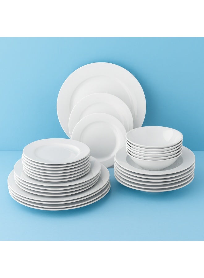 دانيا طقم سفرة أبيض فاخر بون شاينا المكون من 30 قطعة، الذي يجمع بين التصميم العصري والجودة العالية - Image 2