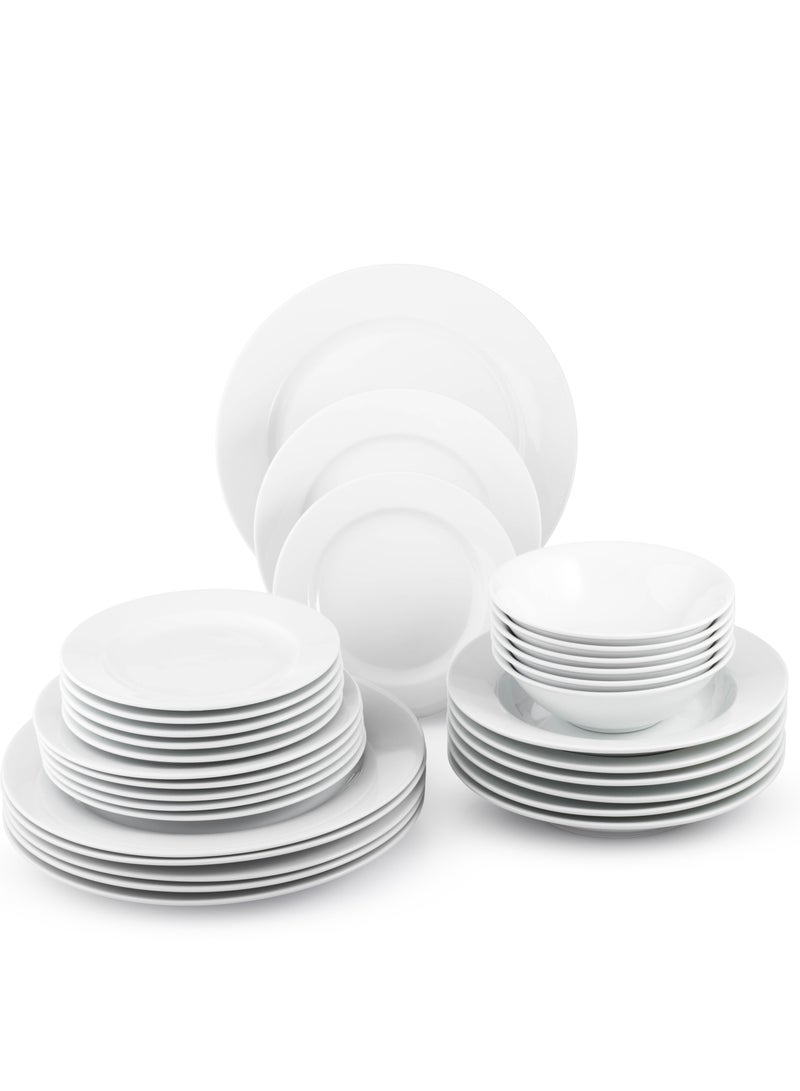 دانيا طقم سفرة أبيض فاخر بون شاينا المكون من 30 قطعة، الذي يجمع بين التصميم العصري والجودة العالية - Image 3