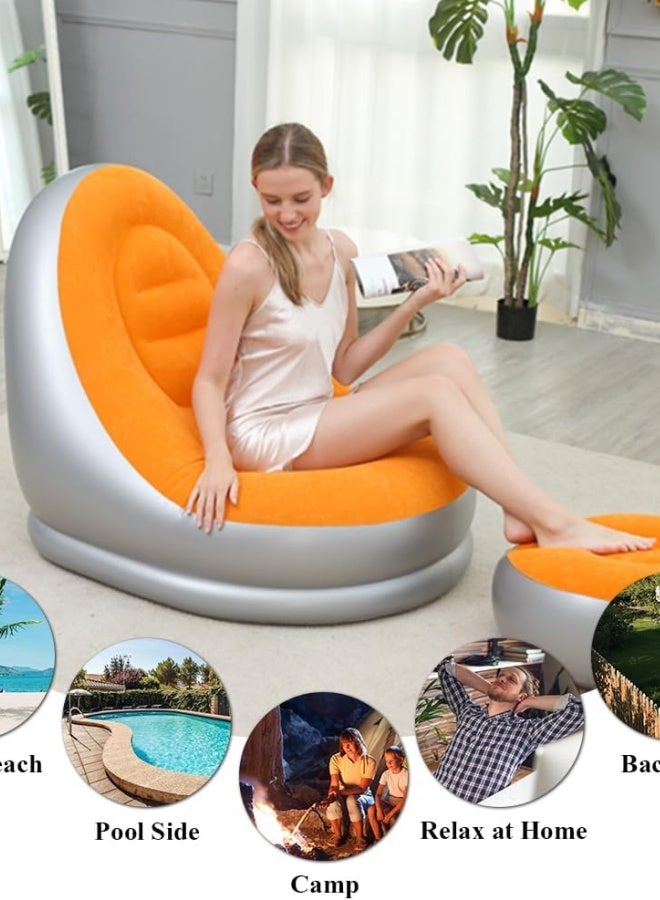 القابلة للطي + أريكة القدم القابلة للطي تخزين PVC القابلة للنفخ مسند ظهر واحد ريكة شخص كسول أريكة - Image 5