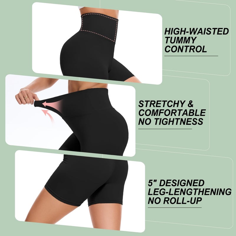 Hi Clasmix High Waisted Biker Shorts for Women-5" Spandex TummyControl Fitness Clothing Women's Sports & Recreation Shorts Summer Clothes - Image 5