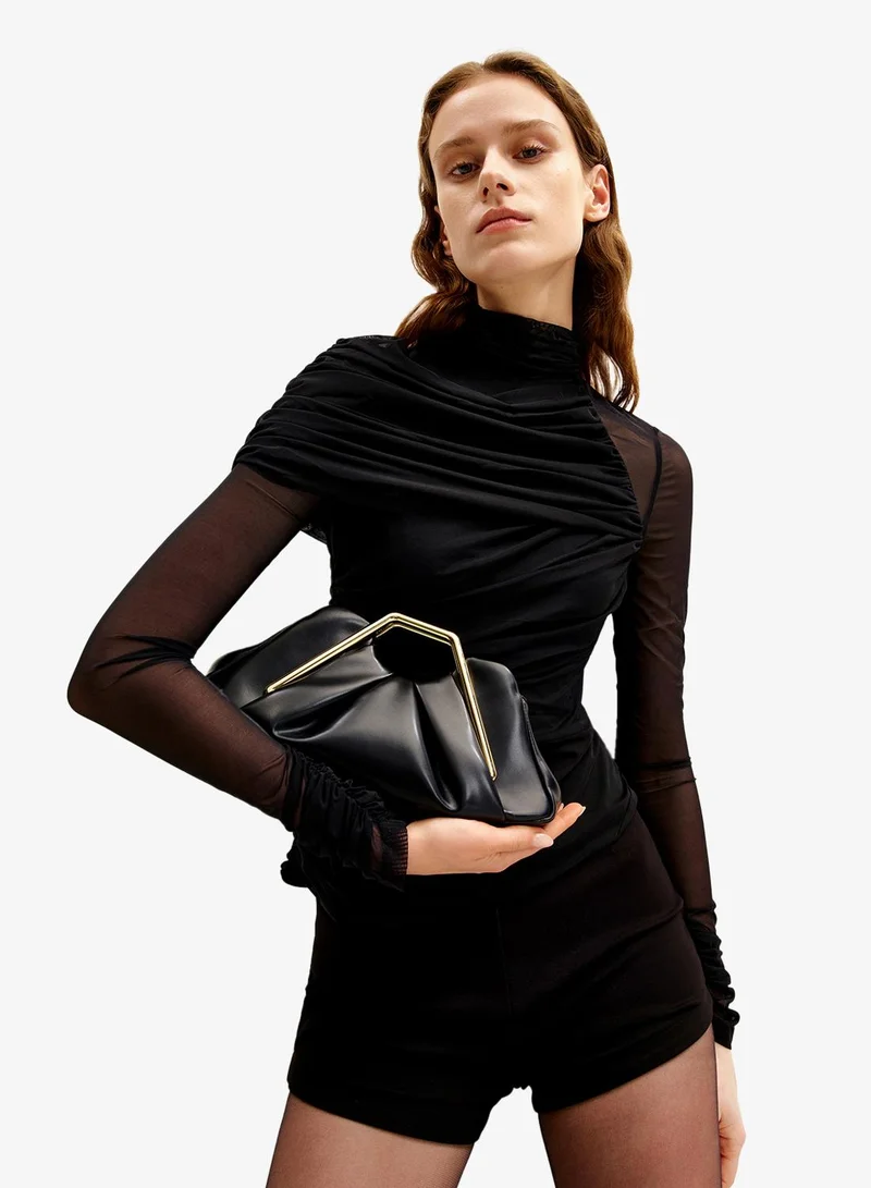 Jw Pei Black Lila Metal Frame Clutch for Women | Best Price UAE
