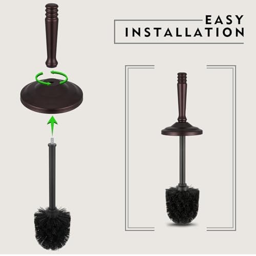 Hioflyme Bronze Toilet Brush and Holder Set, Stainless Steel Toilet Brush for Bathroom,Heavy Duty Bronze Toilet Bowl Brush and Holder,Deep Cleaning Modern Toilet Cleaner Brush -Space Saving, Covered Brush - Image 5