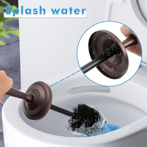 Hioflyme Bronze Toilet Brush and Holder Set, Stainless Steel Toilet Brush for Bathroom,Heavy Duty Bronze Toilet Bowl Brush and Holder,Deep Cleaning Modern Toilet Cleaner Brush -Space Saving, Covered Brush - Image 3