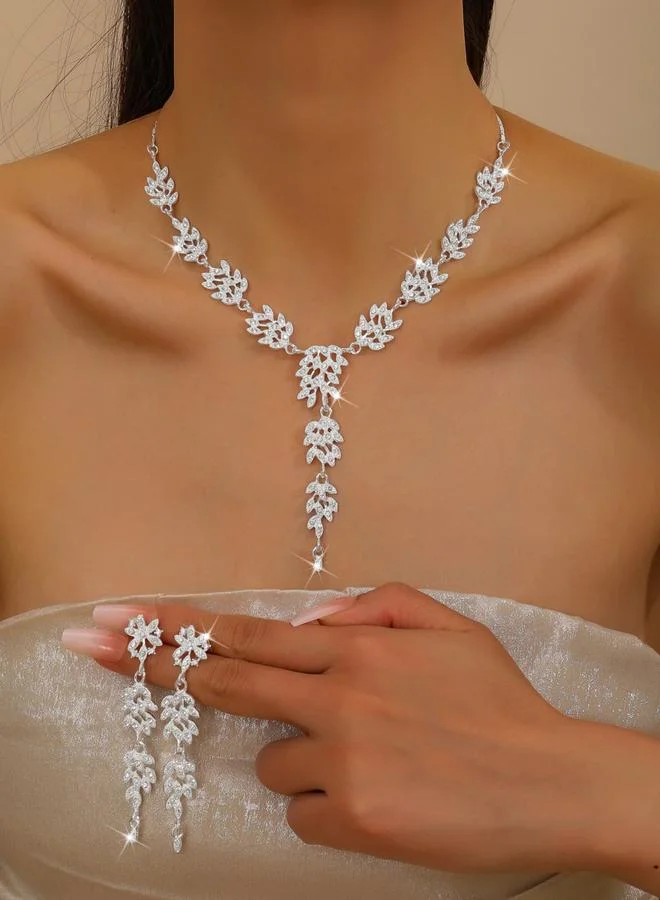 Take Two 2-Piece  Embellished Rhinestone Drop Necklace and Earrings Jewelry Set