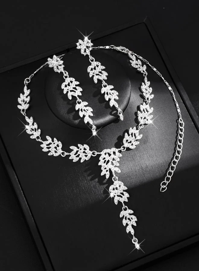 Take Two 2-Piece  Embellished Rhinestone Drop Necklace and Earrings Jewelry Set