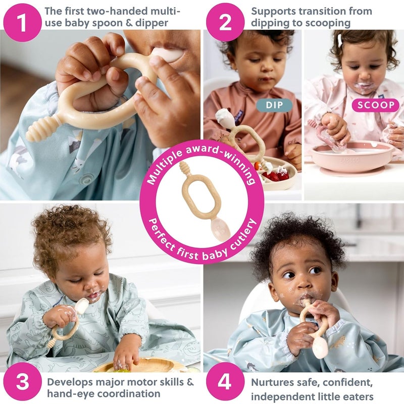 bibado Dippit™ Multi Stage Baby Weaning Spoon and Dipper Fawn - Pack of 2 - Image 3