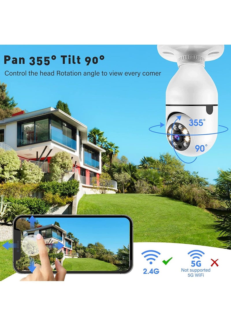 Generic Light Bulb Security Camera, E27 Wireless WiFi Outdoor Security Camera, 1080P 2.4GHz WiFi Smart Home Surveillance Cam 355 Degree with Two-Way Audio, Night Vision, Motion Detection, Work with Alexa  - Image 3