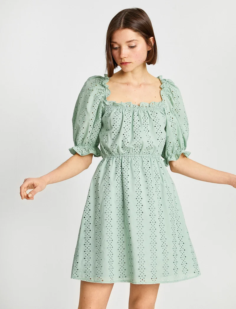 KOTON Puff Sleeve Mini Dress