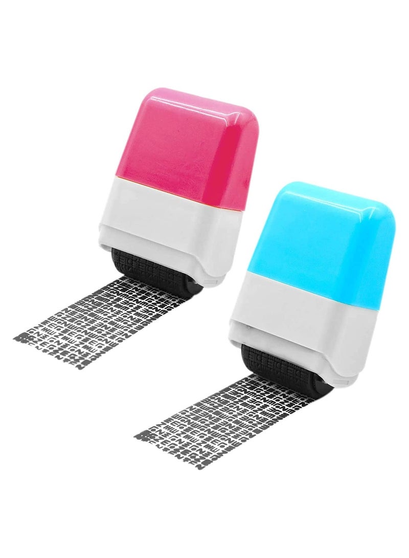 Privacy Protection Roller Stamps for ID Address Blockout 2 Pack Pink Blue Easy to Use for Identity Theft Prevention - Image 1