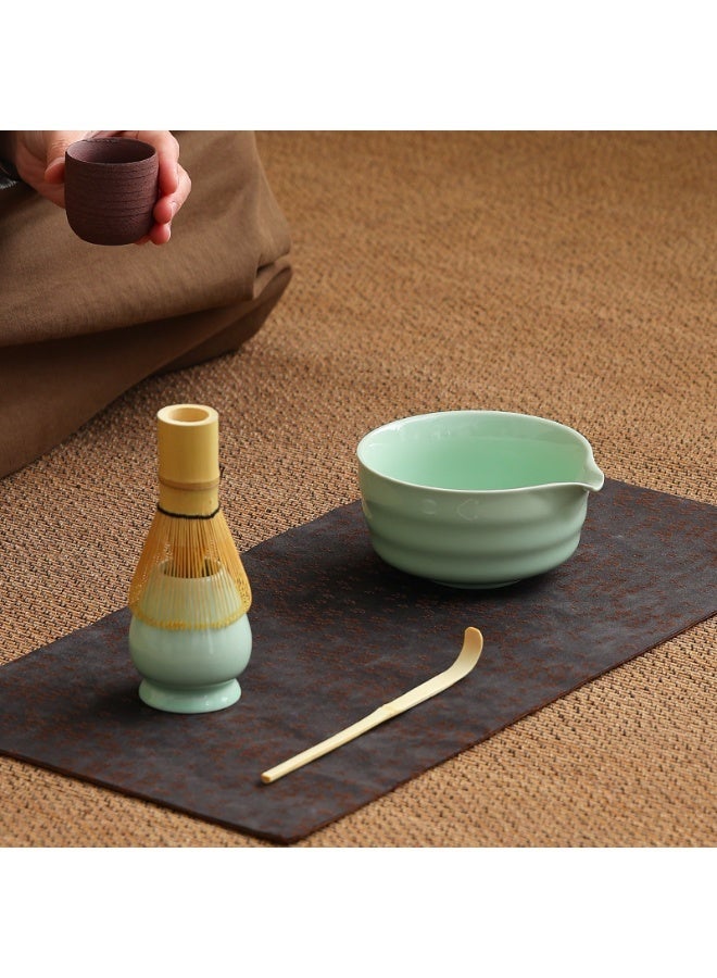 Satinior Japanese-style hand-beaten matcha set, tea-whisking tools, tea whisk, tea bowl, matcha powder, Hyabonri, Song Dynasty, tea-stirring and whisking set - Image 4