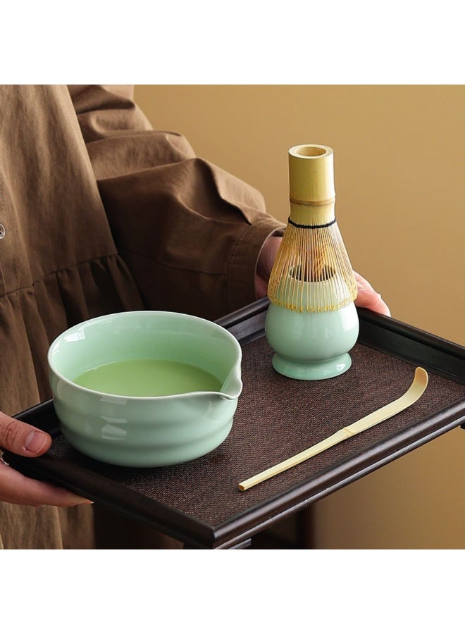Satinior Japanese-style hand-beaten matcha set, tea-whisking tools, tea whisk, tea bowl, matcha powder, Hyabonri, Song Dynasty, tea-stirring and whisking set - Image 2