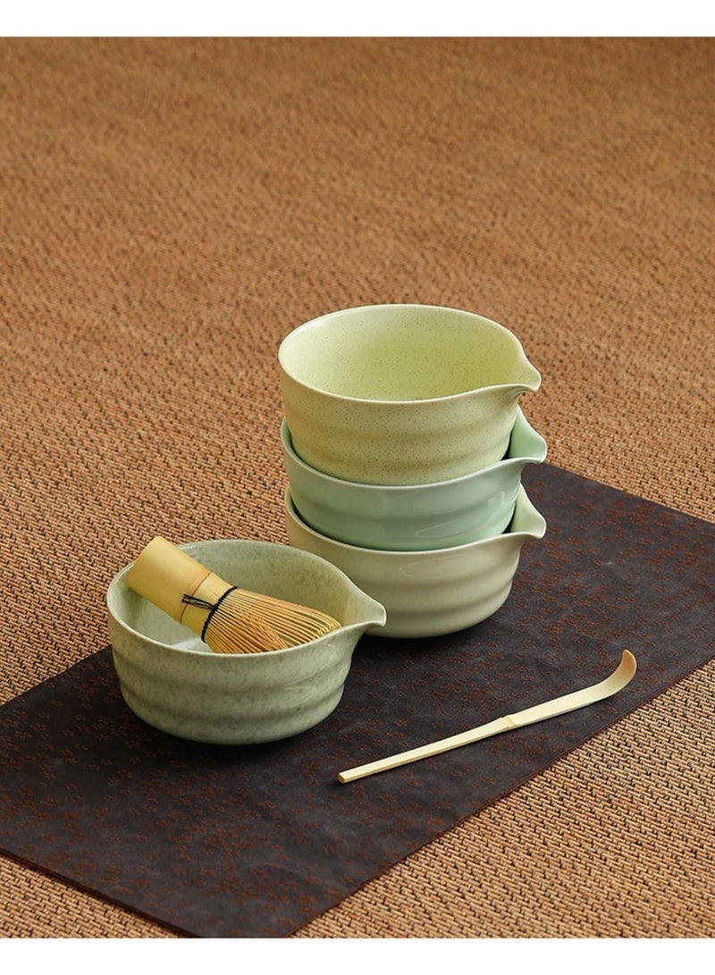 Satinior Japanese-style hand-beaten matcha set, tea-whisking tools, tea whisk, tea bowl, matcha powder, Hyabonri, Song Dynasty, tea-stirring and whisking set - Image 5