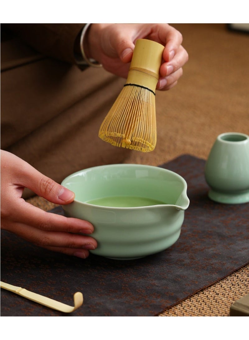 Satinior Japanese-style hand-beaten matcha set, tea-whisking tools, tea whisk, tea bowl, matcha powder, Hyabonri, Song Dynasty, tea-stirring and whisking set - Image 3