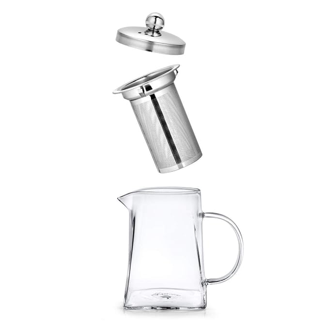 Jenibri Borosilicate Glass stovetop Kettle with Stainless Steel Infuser teapot to Infuse Tea Coffee Black Tea harbal kadha Tea Pot for Making Green Tea (Square Teapot 750ML) - Image 4