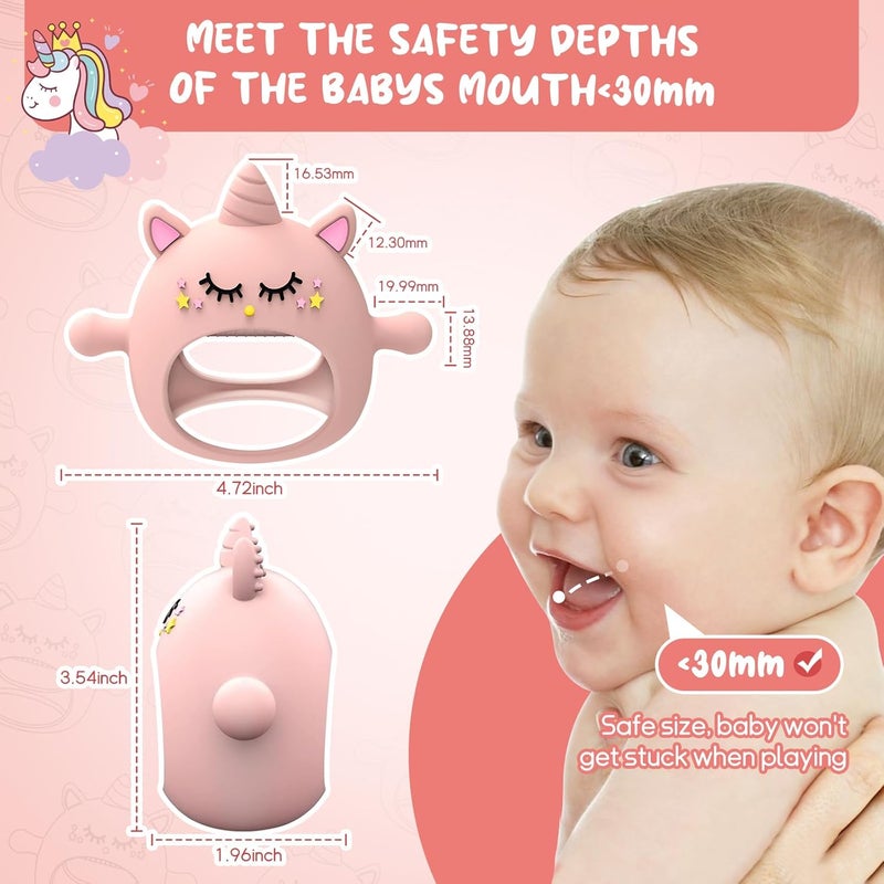 Tinabless Teething Toys for Babies 612 Months Tinabless Unicorn Never Drop Silicone Teether Designed for Babies 06 Months Car Seat Toy for New Born Natural Organic Baby Teether for BoysGirls Pink - Image 3