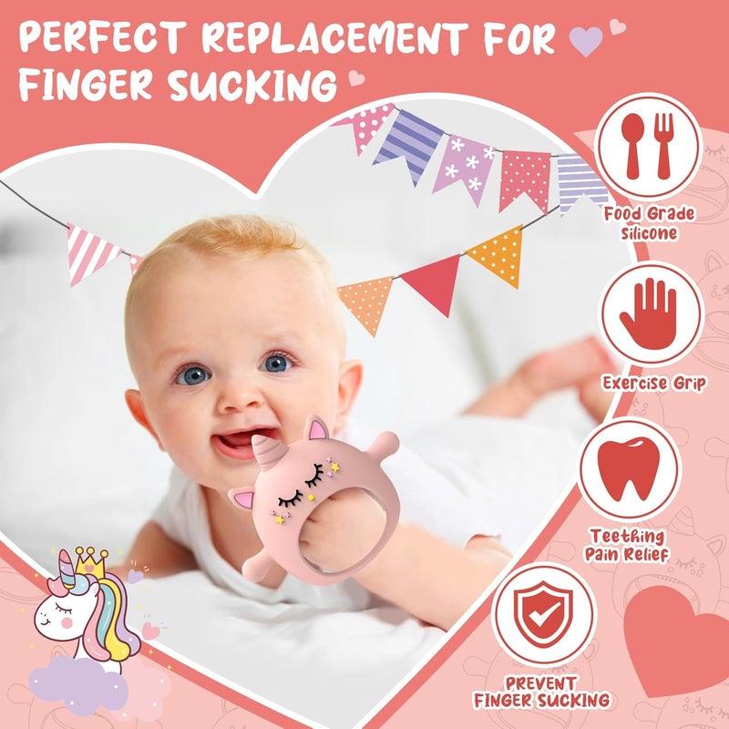 Tinabless Teething Toys for Babies 612 Months Tinabless Unicorn Never Drop Silicone Teether Designed for Babies 06 Months Car Seat Toy for New Born Natural Organic Baby Teether for BoysGirls Pink - Image 5