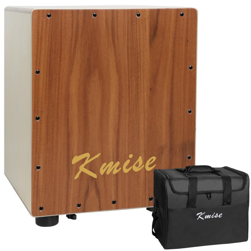 Kmise Portable Cajon Drum Box, 11.8Ã—12.2Ã—14.5" Adjustable Snare Cajons Drums, Solid Acacia & Birch Wood, Percussion Instrument Gift for Adults Kids, With Carry Bag,for Home Live Performance Practice - Image 1