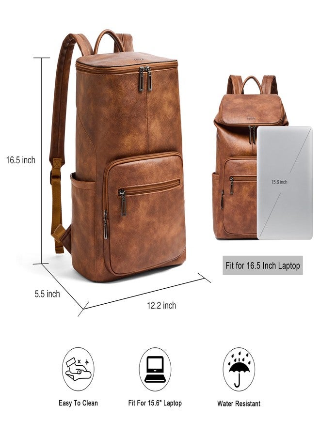 Mroede Leather Laptop Backpack for Women, 15.6 Inch Travel Backpack with Laptop Compartment, Casual Daypack Fashion Travel Backpack Purse for Travel College Work, Brown - Image 5