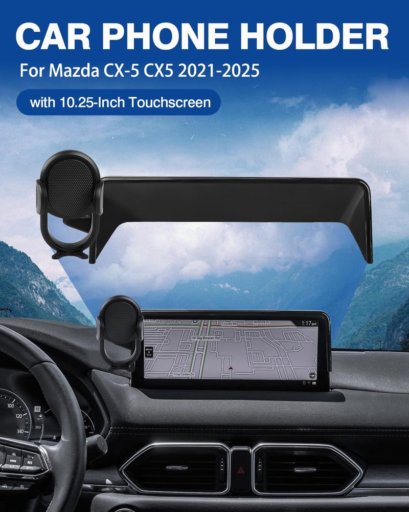 Autorder Car Phone Holder for 2021-2025 Mazda CX-5 CX5 Accessories Phone Mount with Dash Organizer for CX5 with 10.25-Inch Screen Cell Phone Automobile Cradles Hands-Free 360 Degree Rotation - Image 2