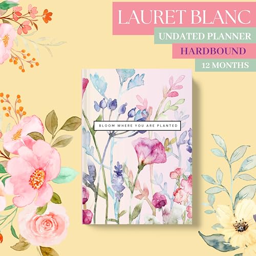 LAURET BLANC Hardbound Undated Planner- A5 Size, 12 Monthly Spreads, 52 Weekly Spreads, Habit Tracker, Utility Pages (Bloom Where You Are Planted) - Image 2