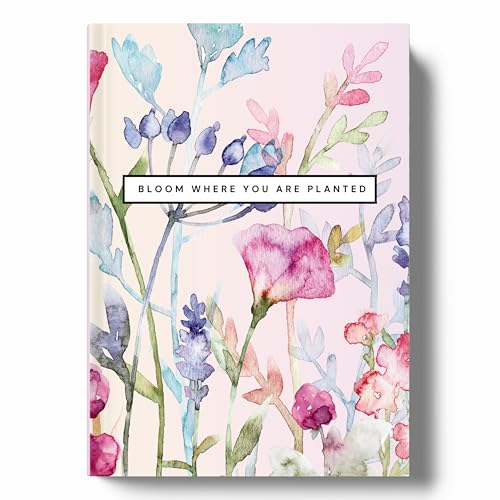 LAURET BLANC Hardbound Undated Planner- A5 Size, 12 Monthly Spreads, 52 Weekly Spreads, Habit Tracker, Utility Pages (Bloom Where You Are Planted) - Image 1