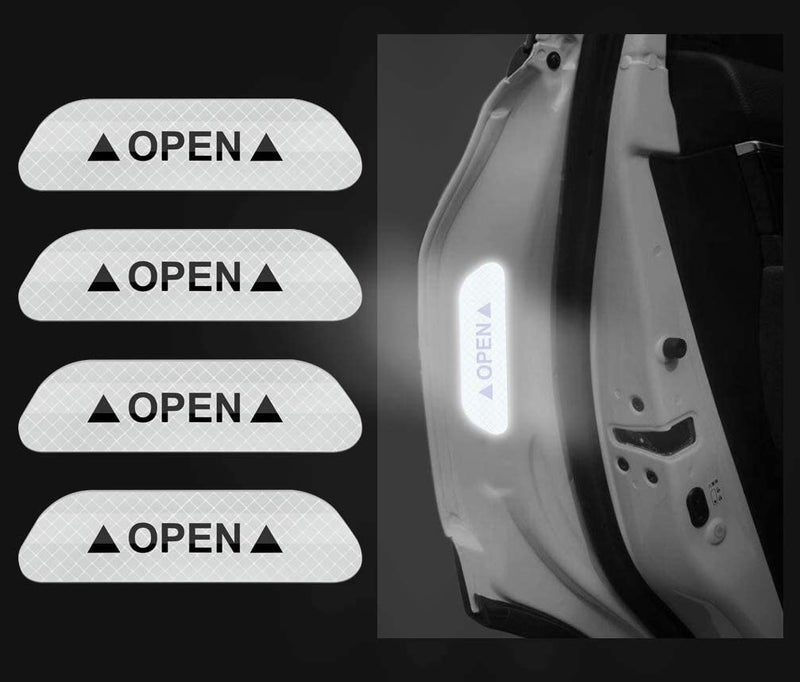 Careflection Shop360 Car Door Reflective Open Sign Fluorescent Warning Sticker Night Decal Anti-Collision Mark N66 high risk Safety( 4 – Pieces), Universal Auto & Conspicuity nylon fabric Vinyl Strip(BRIGHT WHITE) - Image 5