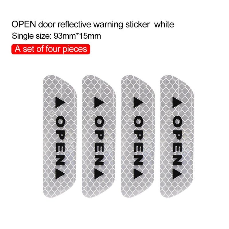 Careflection Shop360 Car Door Reflective Open Sign Fluorescent Warning Sticker Night Decal Anti-Collision Mark N66 high risk Safety( 4 – Pieces), Universal Auto & Conspicuity nylon fabric Vinyl Strip(BRIGHT WHITE) - Image 2